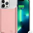 Battery Case for iPhone 13 Pro, 7000mAh Slim Portable Rechargeable Protective Battery Pack Cover Power Bank Charging Case Compatible with iPhone 13 Pro (6.1 inch) Extended Battery Charger Case (Pink)