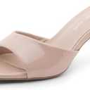 Shoe Land Women's Low Heels Stiletto Heeled Slides, Open Toe One Band Slip-On Heeled Mules – Dressy Heeled Sandals for Prom, Party Wedding and Vacation, Size 7