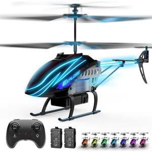 RC Helicopter, Remote Control Helicopter for Kids with 30Mins Flight(2 Batteries), 7+1 LED Light Modes, Altitude Hold, RC Toys for Boys Girls (Red)