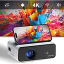 2024 Upgraded Smart Mini Projector with WiFi and Bluetooth  4K HD Support, Auto Keystone, Electric Focus, Android 11 TV, Phone Control  Portable Home Theater for Indoor & Outdoor Movies