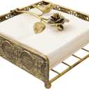 Flat Antique Brass Painting Metal Napkin Holder with Vintage and Classic Bird Design For Kitchen and Dinner Table