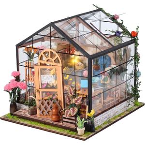 DIY Handmade Miniature Furniture, Wooden Diorama Book Nook House Kits Build Crafts for Adults, Miniature Street Tiny Library House Making Kit 1:24 Scale