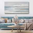 TRAIN2 ART Abstract Wall Art Modern Coastal Wall Decor Textured Blue and White Sea Background Canvas Wall Art for Living Room Bedroom Kitchen Office 28"x57"