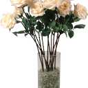 4-Pack 27 Real Touch Peach Roses Artificial Silk Flowers with 4 Blooms Lifelike Faux Roses for Wedding Bouquets, Centerpieces & Home Décor