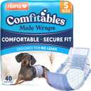 Hartz Comfitables Disposable Male Dog Wraps with Stretchy Waistband, Small 40Count, Value Pack