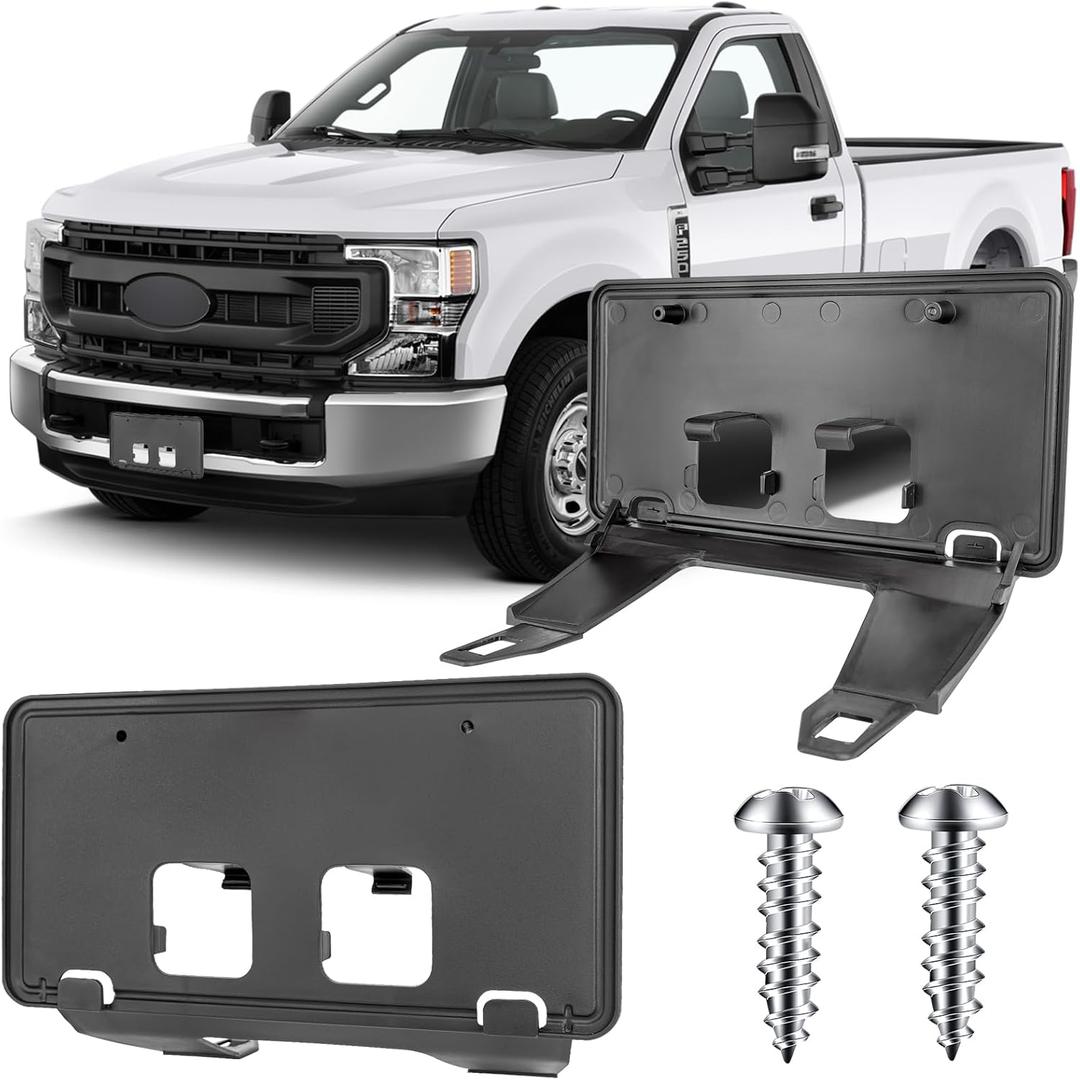 License Plate Bracket Accessories for Ford F250 F350 F450 F550 Super Duty 2020 2021 2022, Front Bumper License Plate Holder Replacement Frame Black Mount