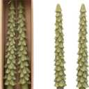 Creative Co-Op Unscented Tree Shaped Taper Candles, Cedar Green, Boxed Set of 2 (10")