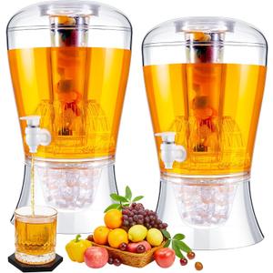 Maxcheck 2 Pieces 6.8 L Acrylic Beverage Dispenser Drink Dispensers for Parties Unbreakable Water Container Countertop with Ice Core and Spigot for Iced Juice Tea Coffee Milk Wedding Party