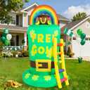 St Patricks Day Inflatables Outdoor Decorations, 6FT Inflatable Leprechaun Trap with Hat, Rainbow, Gold Pot & Ladder, St Patrick's Day Catch A Leprechaun Blow Up Yard Decor for Indoor Garden Lawn
