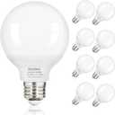 G25 LED Globe Light Bulbs, Round Vanity Light Bulbs for Bathroom, 40W Equivalent, Daylight White 5000K, E26 Base, 600LM, Non-Dimmable, 8-Pack