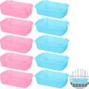 10 Pack Rabbit Feeders for Cages, Cage Cups Chicken Feeder Waterer Rabbit Food Water Bowl Hanging Feeder Guinea Pig Food Dispenser for Pet Birds Kitty Puppy (Blue, Pink, White)