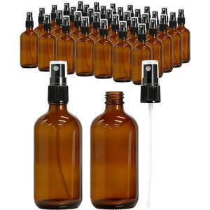 KEYWING 35 Pack Small Amber Glass Spray Bottles for Essential Oils, 4oz Empty Fine Mist Mini Spray Bottles, Refillable Containers for Hair, Travel, Plants, Cleaning, Skin Care