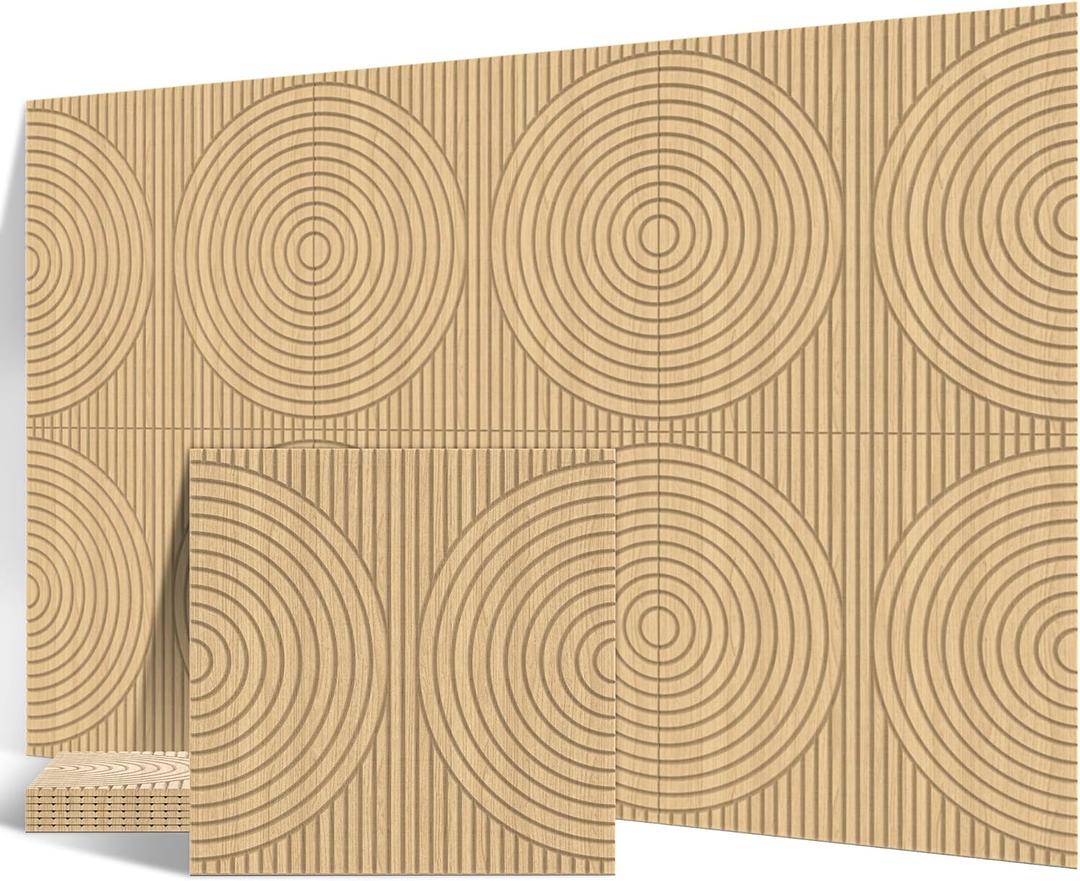 4 Pack Large Acoustic Panels,23.6 x 23.6 Inches Soundproof Wood Panels for WALL,Decorative Wood Grain Printing Sound Panels,Self-Adhesive Accent Wall Panels for Studio, Office, Home