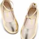 Kiderence Toddler Girls Dress Shoes Little Kids Mary Janes Ballet Flats Toddler (Size: 5 Toddler, Gold)
