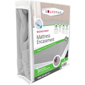 Guardmax King Mattress Encasement with Zipper, Waterproof, Bed Bug Proof, and Dust Mite Proof Mattress Protector for King Size Bed up to 12" Deep, Zippered All Around Jersey Knitted Mattress Cover