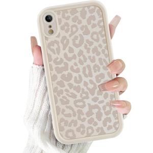 Cute Cheetah Print Phone Case for iPhone XR Case 6.1", Aesthetic Luxury White Leopard Pattern Design Cover Shockproof Soft Slim TPU Full Camera Lens Protective Funda for Women Girls