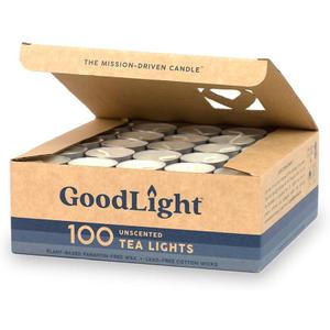 GoodLight Unscented Vegan and Paraffin-Free Tea Light Candles (400 Candles)