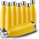 MEWAY 17oz Sport Water Bottle 8 Pack Vacuum Insulated Stainless Steel Leak-Proof Double Wall Cola Shape Water Bottle,Keep Drinks Hot & Cold (Yellow,8 Pack)