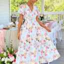 Flessibili Womens Summer Floral Maxi Dress Wedding Guest Party Long Dresses 2026 (Blue, S)