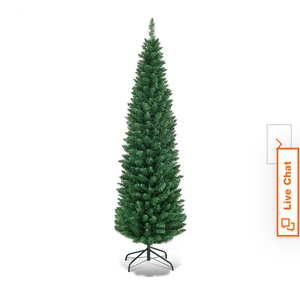 HAPPYGRILL 5FT Pencil Christmas Tree Slim Xmas Tree Unlit Skinny Artificial Christmas Tree with Foldable Metal Stand PVC Material Leaves