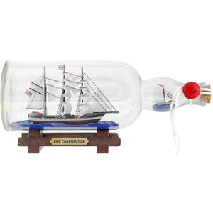 11inch Black Pearl Caribbean Pirate Dual Model Ship in a Bottle Glass Ornament Table top Nautical Home Decoration Mayflower USS Constitution USCG Eagle Gift for boy (Con-B-27)