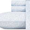 Laura Ashley - Full Sheet Set, Buttery-Soft Bed Sheets with a Naturally Silky Smooth Cotton Sateen Lightweight Feel - Matching Pillowcases & Fitted Sheet (Blossoming Blue)