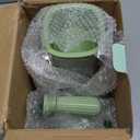 SUSTEAS Rotary Cheese Grater with Handle - Vegetable Shredder with 5 Well-designed Blades & Strong Suction Base,Round Mandoline Slicer & Food Chopper for Kitchen,with Blade Storage Box(Retro Green)