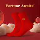 Men's Red Socks Crew Sports Casual Calf Socks, New Year Socks,Size 6-10 or 11-14,Red Embroidery (Fu) (6 Prs)