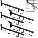 5 Pack Gridwall Waterfall Faceout with 5 Hooks Gridwall Clothes Hanger Gridwall Waterfall Faceout Hooks Rectangular Tube Display for Wire Grid and Grid Wall (5, Black)