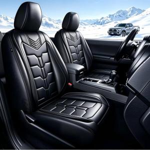 IKABEVEM for Toyota Tacoma Seat Covers 2026 2025 2024 4th Gen SR5 Full Set | Premium Leather TRD Sport TRD Off-Road SR Double Crew Cab(5 Seats,Blackline)