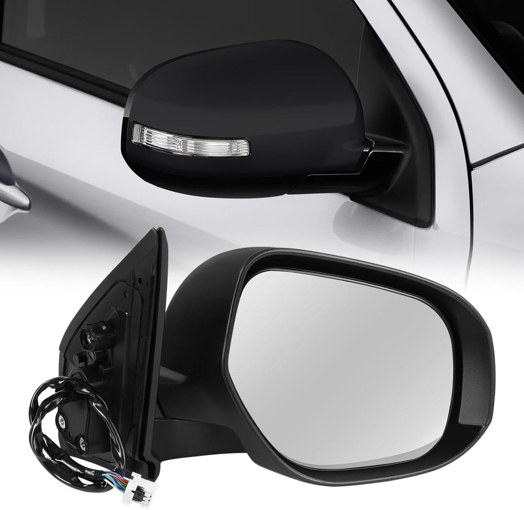 Right Passenger Side Mirror Fit for 2014-2019 Mitsubishi Outlander Sport, Rear Mirror with Power Glass, Heated, Turn Signal and Electric Folding (Doesn't Fit for Outlander Model, 9Pins, Glossy Black)