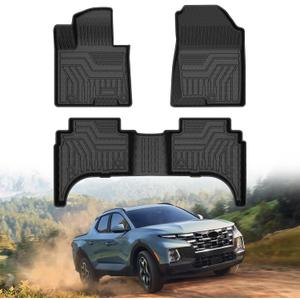 Mixsuper Santa Cruz Floor mats-Floor mat for Hyundai Santa Cruz 2022-2026,All Weather TPE Rubber Floor Liners Protection for Santa Cruz Accessories,2 Row Anti-Slip Car Mats, Black