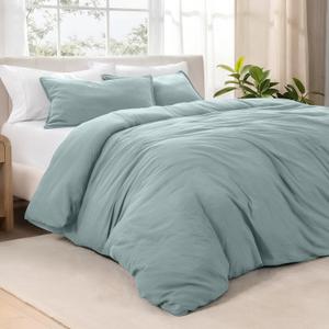 Bare Home Microfiber Duvet Cover Set - Ultra Soft Washed Microfiber - King/California King - Linen-Like Look - Easy Care - Breathable Fabric - Our Softest Duvet Cover Set (King/Cal King, Sea Spray)
