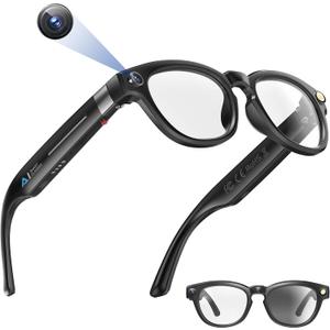 AI Smart Glasses with 1080P HD Camera, AI Real-Time Translation, Bluetooth Audio  Smart Glasses with Camera, Hands-Free Video Recorder for Travel, Sports, Outdoor Use (M01 Max)