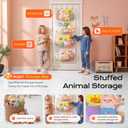 Upgraded Assembly Type Stuffed Animal Storage. Original Design & Patented, 4 Components Over the Door Organizer, Adjustable Stuffed Animals Storage, Suitable for Doors and Walls of Various Heights.