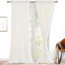 Hiasan Velvet Curtains for Living Room - 108 inches Long Light Blocking Soft Window Drapes Privacy Rod Pocket with Tiebacks for Nursery/Dining Room, Ivory White, 52W x 108L, 2 Panels