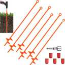 Lasnten 6 Pcs 30 Inch Heavy Duty Ground Anchor Spiral Blade Earth Anchor Kit Metal Anchor Hook Beach Sand Stakes Camping for Securing Animals, Shelters, Tents, Canopies (Orange)
