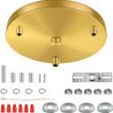 10 Inches Light Canopy Kit, Heavy Duty Replacement Ceiling Cover Plate & Mounting Hardware for 3-Light Cluster Pendant Lighting Fixture (Brass)
