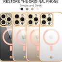 3 x BENTOBEN Magnetic for iPhone 16 Pro Max Case,Clear Electroplated Slim [Compatible with MagSafe] [Full Coverage Camera Protect] Shockproof Protective Phone Case for iPhone 16 Pro Max 6.9",Clear Pink