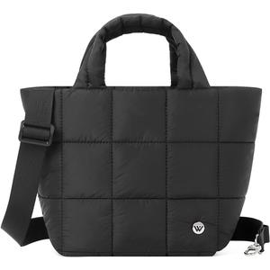 WESTBRONCO Mini Puffer Bag Quilted Crossbody Bags for Women Small Puffy Purse Nylon Shoulder Handbag with Adjustable Strap (Black-checkered)