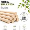 16PCS Birch Dowel Rods 3/4 x 36 Inches – 16 Pack Natural Birch Wood Sticks Smooth Wooden Dowels 36 Inch Long for Crafts DIY Crafting Projects Décor and Unfinished Wood Crafts