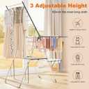 Bigzzia Clothes Drying Rack Foldable, 2-Level Large Laundry Drying Rack Collapsible, Stainless Steel Drying Rack Clothing for Indoor Outdoor, Easy to Fold, 33 Drying Rails, 56.1" L 22.7" W, Gray