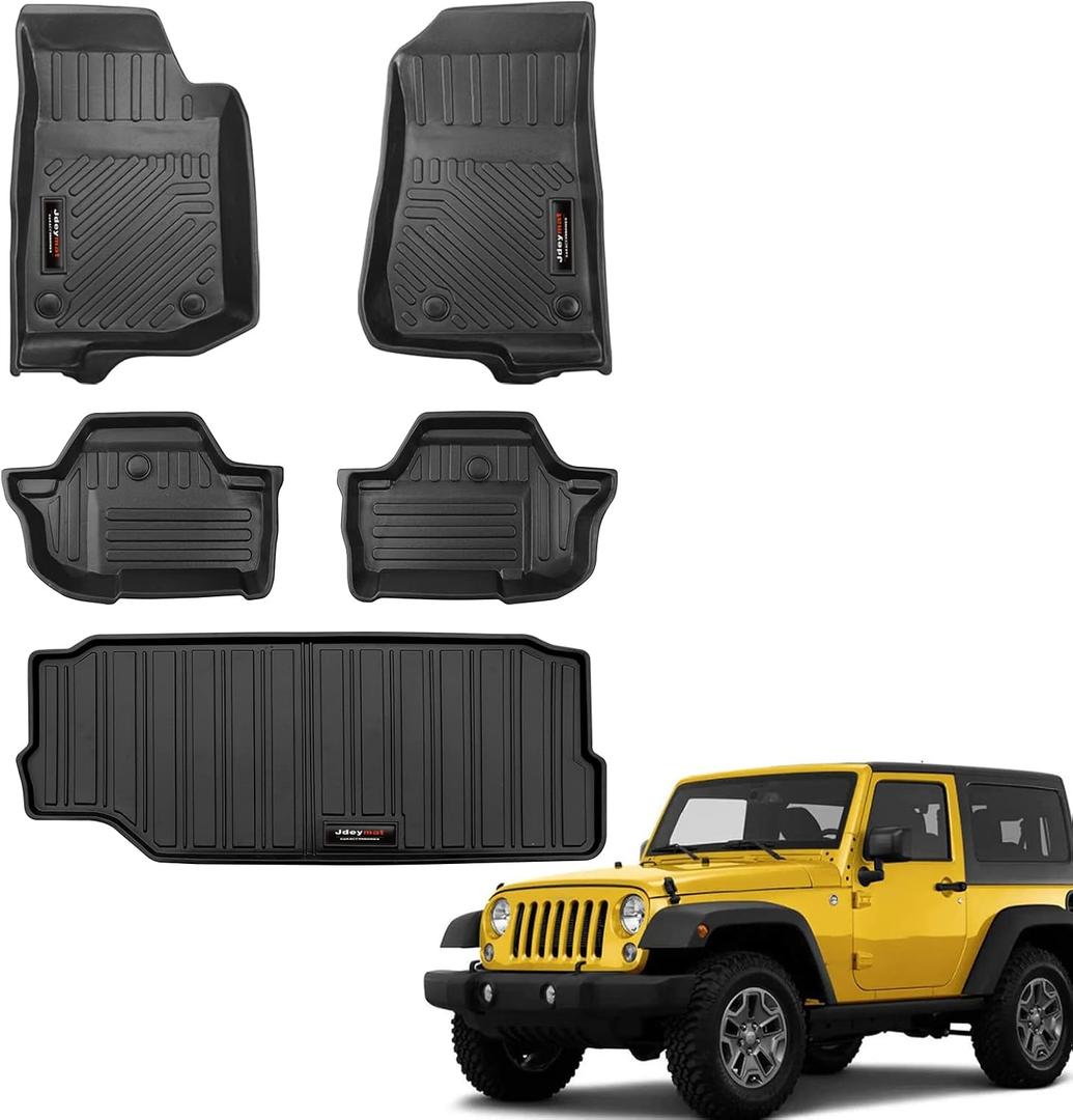 Floor Mats and Cargo Trunk Liner for Jeep Wrangler JL 2 Door 2018-2025 2026 All Weather Floor Liner for Jeep Wrangler Accessories (Only for JL 2 Door)