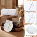 SmoothNovelty Baptism Towel Shell Set for Boys Girls Baptism Towel with Shell Set Baptismal Cloth Christening Towels with Embroidery Cross Baptismal Shells Gifts for Christening Party Favors (Silver)