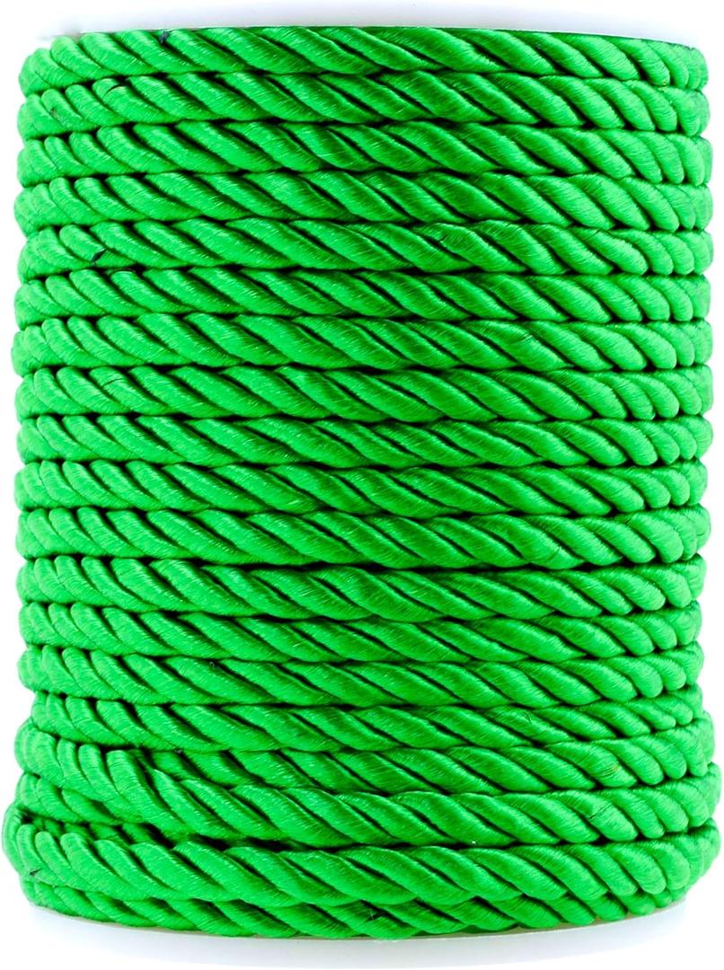 5mm 25m Twisted Rope Decorative Craft Decorative Nylon Rope Handmade Rope for Sewing Crafts Interior Decoration Home Decoration(Green)