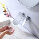 Wall Mounted Waterfall Bathroom Sink Faucet Single Handle Lavatory Sink Faucets 2 Holes Vanity Faucets Waterfall Basin Mixer Tap, Chrome