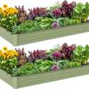 2PCS 8x4x1ft Galvanized Raised Garden Bed-Outdoor Galvanized Planter Box for Vegetables, Fruits,Herbs, Flowers, Metal Raised Garden Bed kit-Green