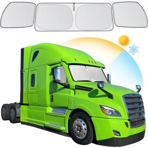 (Upgrade) Semi-Truck Sun Shade for Windshield Fit 2018-2024 Freightliner Cascadia, 300T Sunshade Maximum Coverage | Block Sun Heat Rays | Keep Warm in Winter