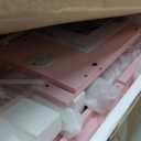 Garvee Kids Vanity with Lighted Mirror, Little Girls Vanity Table & Stool, Kids Makeup with Tri-Fold Mirror, Drawer & Storage Grid for 3-9 Yrs Girls, Pink