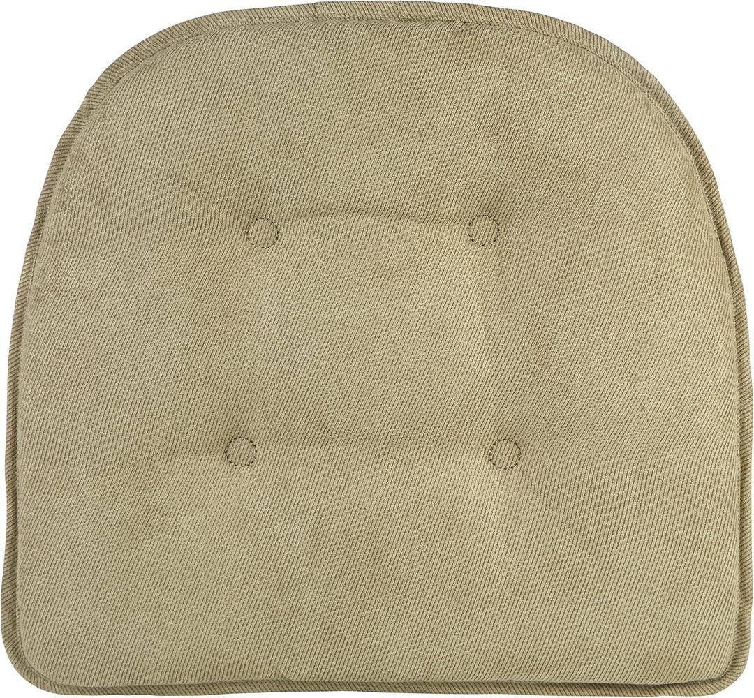 downluxe Chair Cushions for Dining Chairs, Memory Foam Linen Kitchen Chair Pads with Ties, Waterproof, Stain-Resistant and Washable Cover, 17" x 16" x 2.5", Beige, 4 Pack